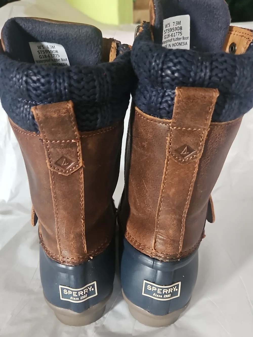Sperry Brown Leather and Navy Waterproof Duck Boots